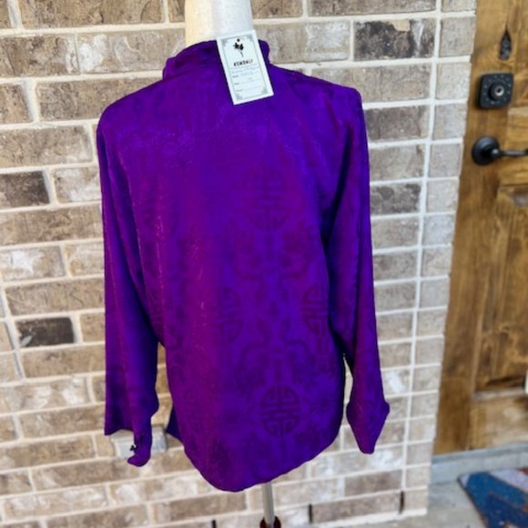 Reversible Silk Mandarin Jacket Purple & Black – Handmade in Nepal Size Medium - Picture 2 of 11